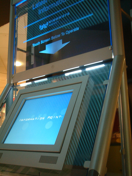 The v36 kiosk unit is designed to comfortably accommodate wheelchair users, whilst maintaining a stylish design. The large area above the screen is ideal for advertising or identification.